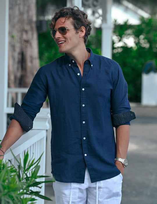 Banks Long Sleeve Linen Button Down Shirts