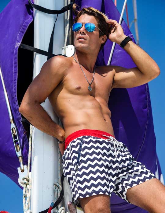 Men's Cannes Sports Swim Shorts - Nautical Wave