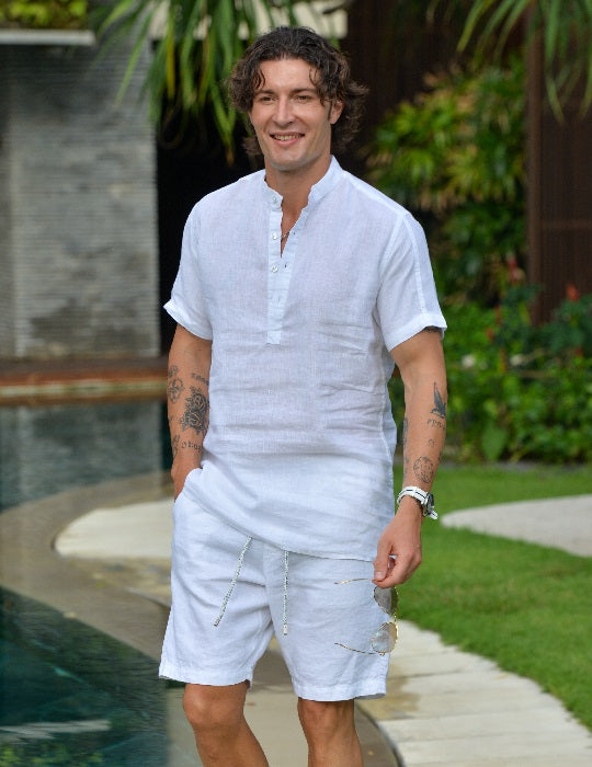 Goa Short Sleeve Mandarin Collar Linen Shirts