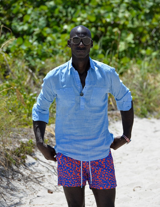 Ibiza Long Sleeve Solid Pull on Linen Shirts