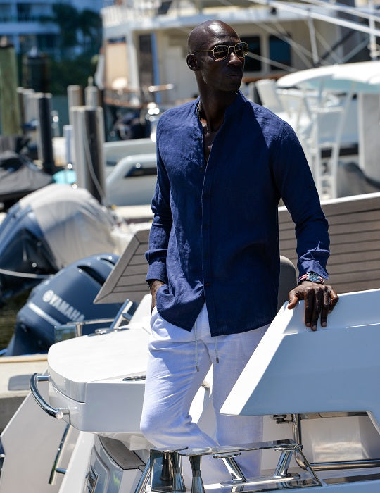 Men's Indie Long Sleeve Mandarin Collar Linen Shirts