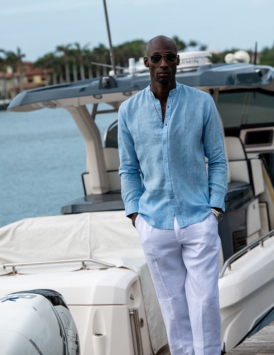 Men's Indie Long Sleeve Mandarin Collar Linen Shirts