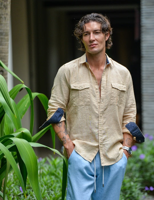 Kruger Cargo Pocket Long Sleeve Linen Shirts