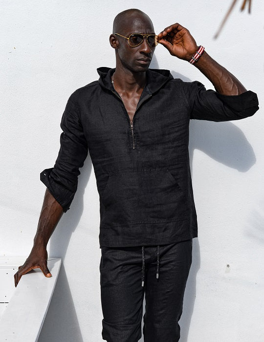 Long Beach Solid Linen Hoodies