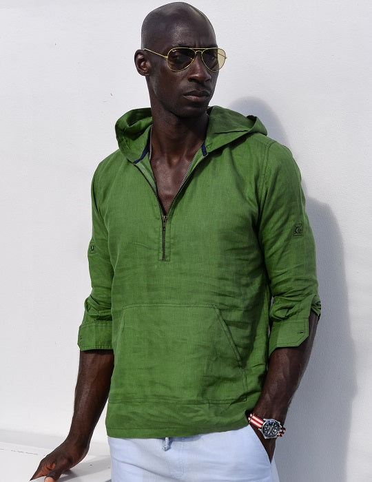 Long Beach Solid Linen Hoodies