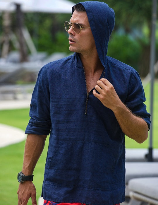 Long Beach Solid Linen Hoodies