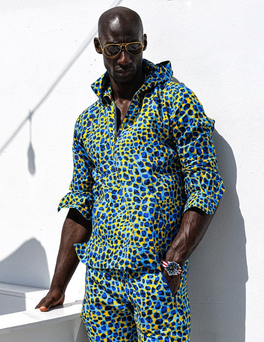Men's Long Beach Patterned Linen Hoodies