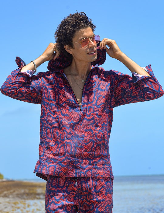 Men's Long Beach Patterned Linen Hoodies