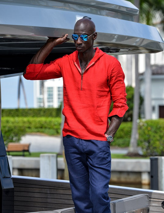 Long Beach Solid Linen Hoodies