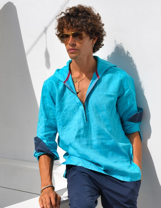 Long Beach Solid Linen Hoodies