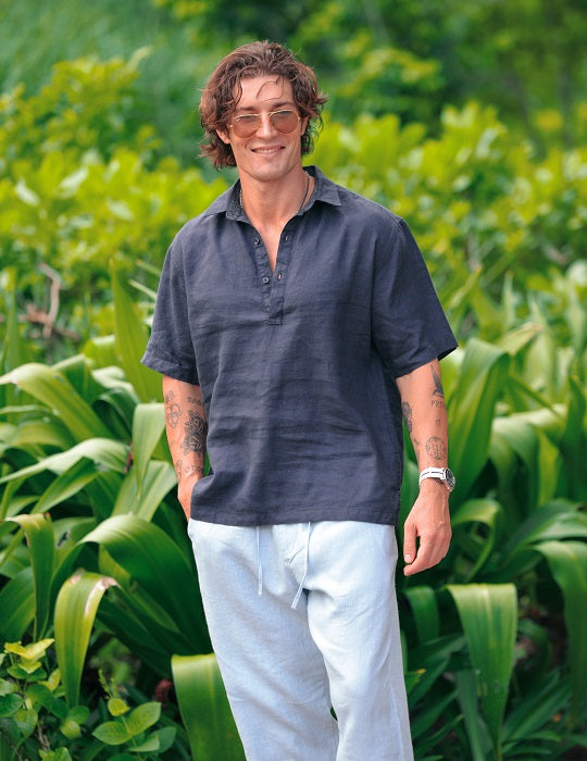 Men's Malta Short Sleeve Pull on Linen Shirts