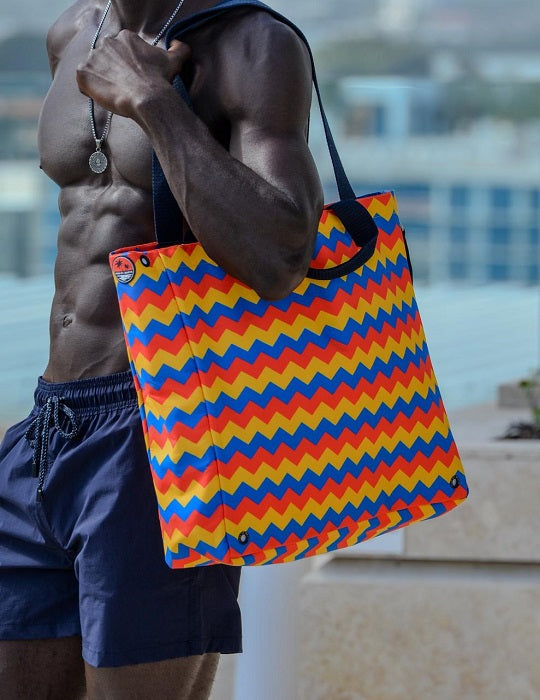 OUTRIGGER Water-Resistant Beach Bag - Multi Chevron