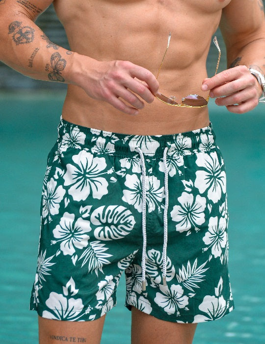 Men's Pier Sports Swim Shorts - Hibiscus