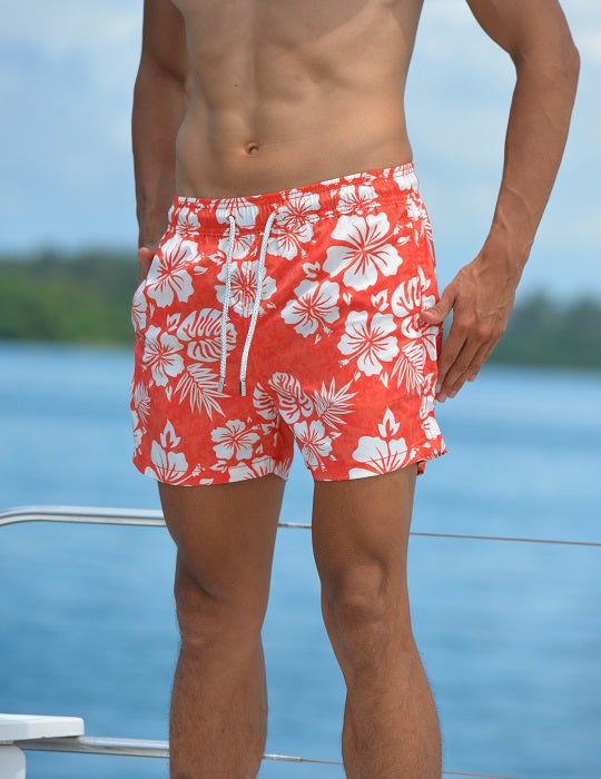 Men's Pier Sports Swim Shorts - Hibiscus