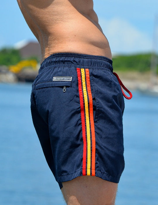 Men's Pier Sports Swim Shorts - Solid Racer Stripes