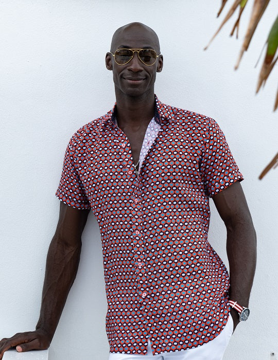 Men's Positano Patterned Short Sleeve Linen Shirts