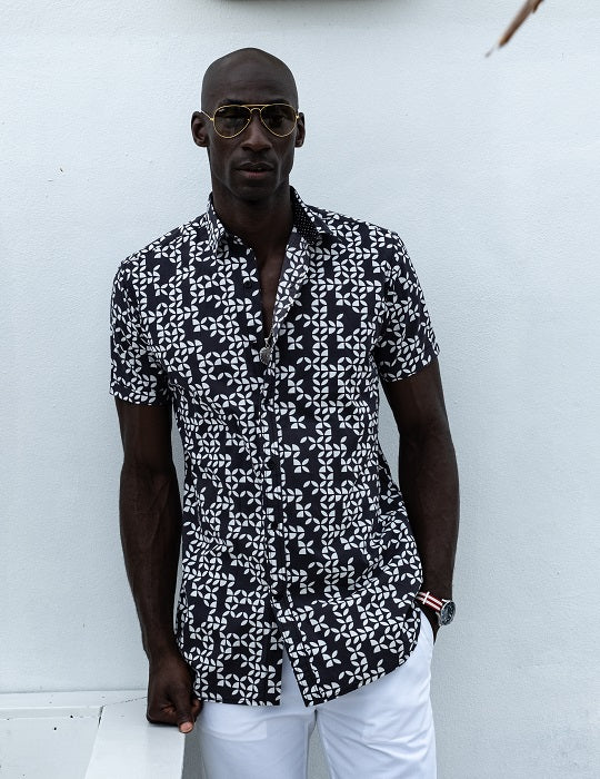 Men's Positano Poplin Short Sleeve Shirt - Leaves