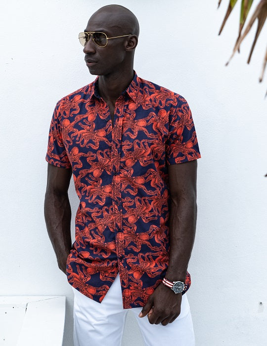 Men's Positano Poplin Short Sleeve Shirt - Octo