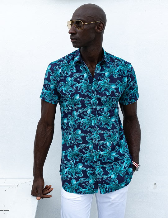 Men's Positano Poplin Short Sleeve Shirt - Octo
