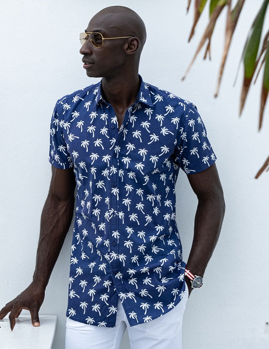Men's Positano Poplin Short Sleeve Shirt - Plam
