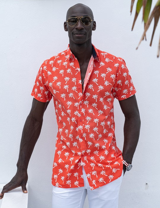 Men's Positano Poplin Short Sleeve Shirt - Plam