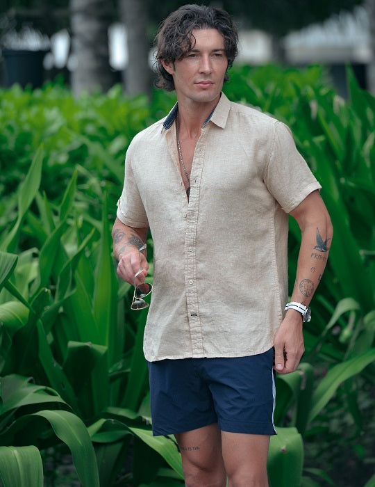Men's Positano Solid Short Sleeve Linen Shirts