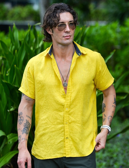 Men's Positano Solid Short Sleeve Linen Shirts