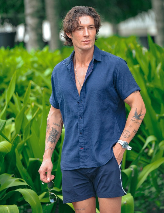 Men's Positano Solid Short Sleeve Linen Shirts