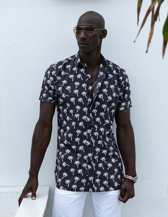 Men's Positano Patterned Short Sleeve Linen Shirts