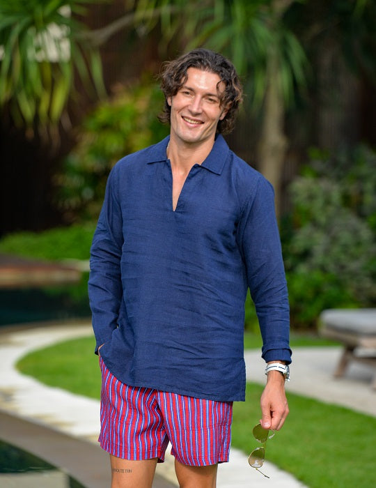 Men's Ravello Long Sleeve Resort Style Pull on Linen Shirts