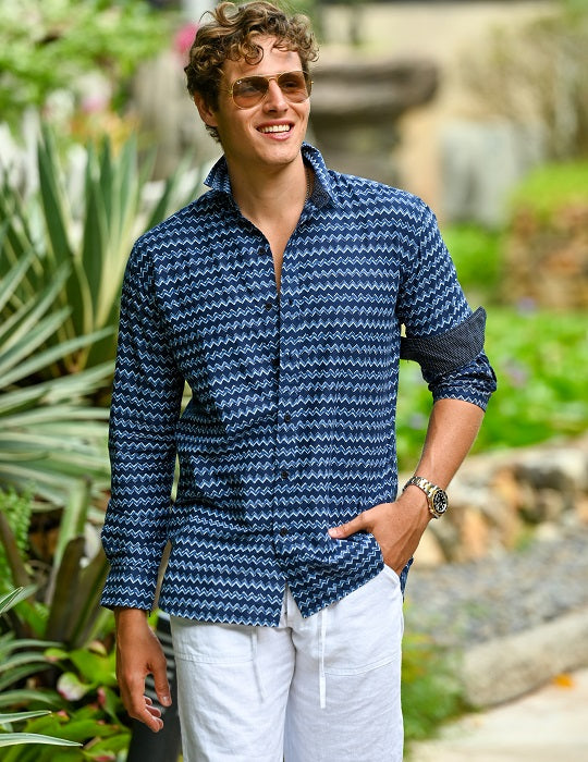 Men's St-Jean Lightweight Cotton Voile Shirt – Chevron