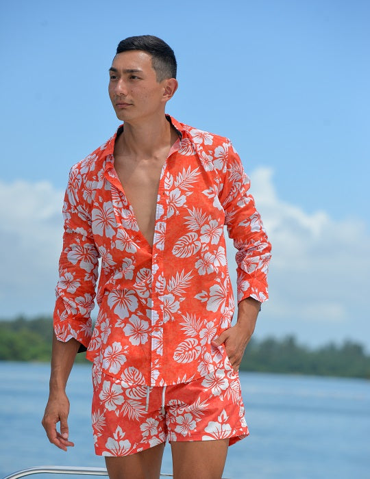 Men's St-Jean Lightweight Cotton Voile Shirt – Hibiscus