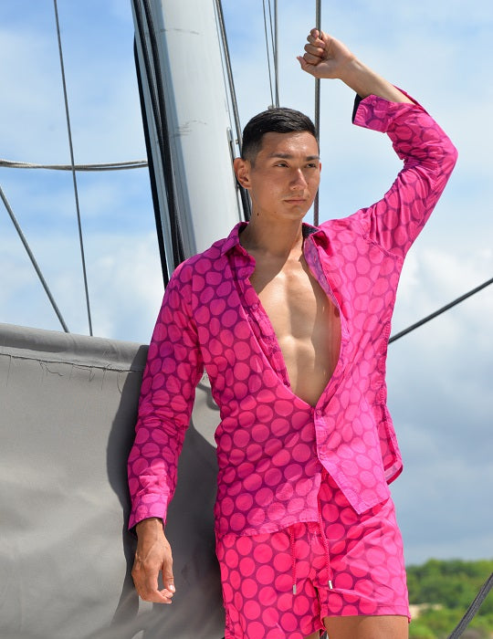 Men's St-Jean Lightweight Cotton Voile Shirt – Polka Dots