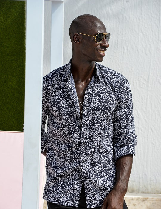 Men's St-Jean Lightweight Cotton Voile Shirt – Roses