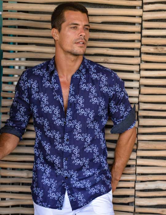 Men's St-Jean Lightweight Cotton Voile Shirt – Shibori Fern
