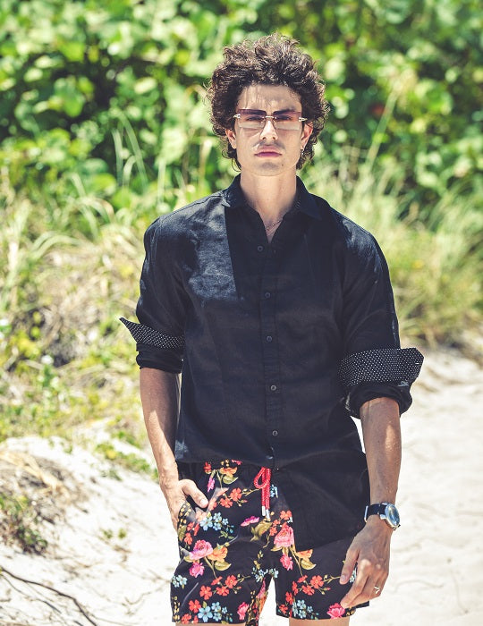 St Barth Solid Linen Long Sleeve Shirts