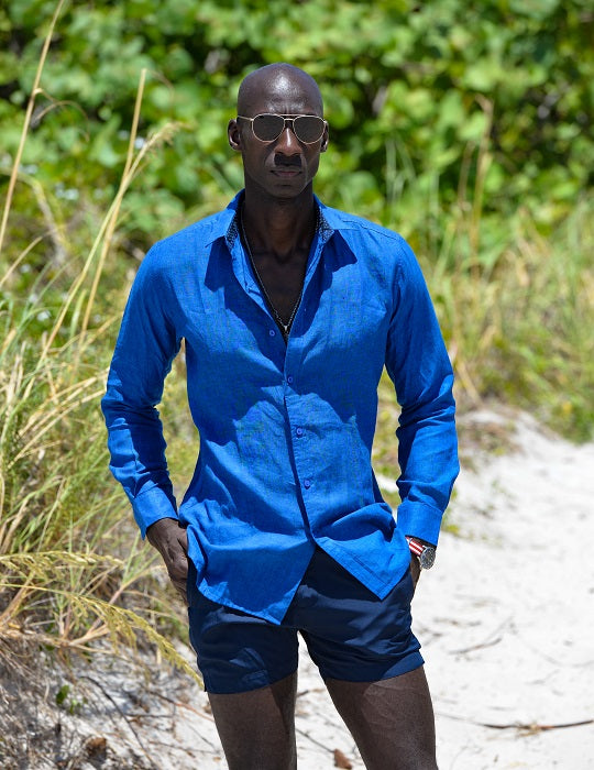 St Barth Solid Linen Long Sleeve Shirts