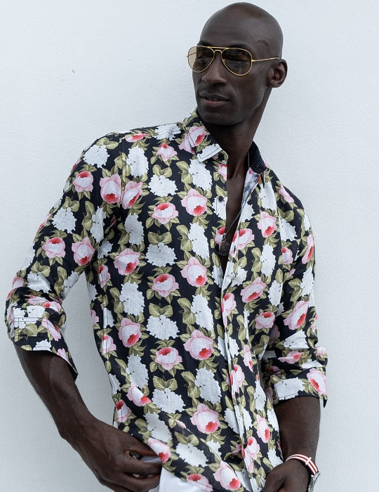 St Barth Patterned Linen Long Sleeve Shirts