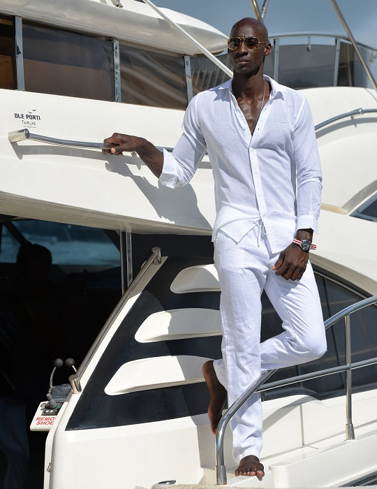 St Barth Solid Linen Long Sleeve Shirts