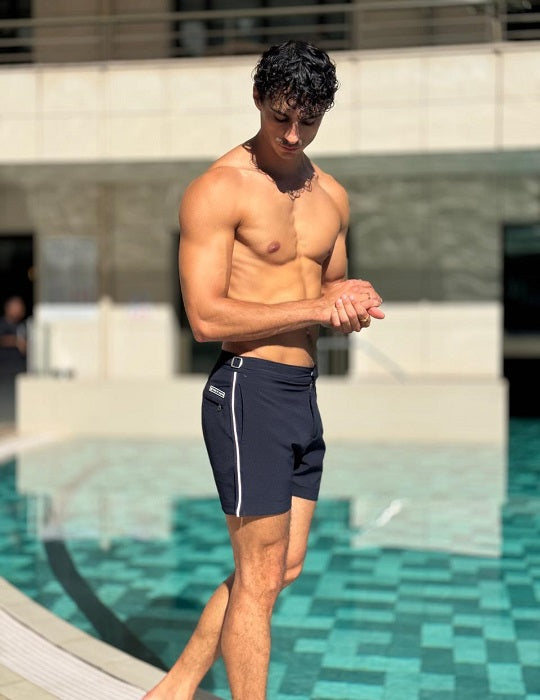 Hamptons Tailored Swim Shorts - Racing Stripes