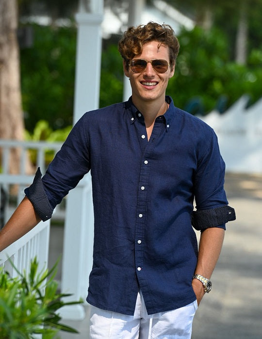 Banks Long Sleeve Linen Button Down Shirts