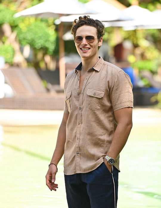 Aruba Solid Short Sleeve Cargo Linen Shirts