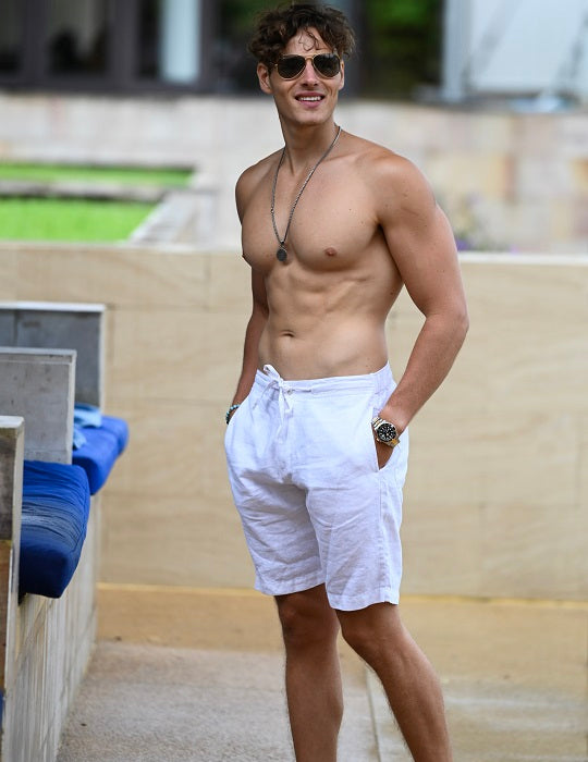 Men’s Barbuda Linen Shorts – Knee Length, Zip Fly