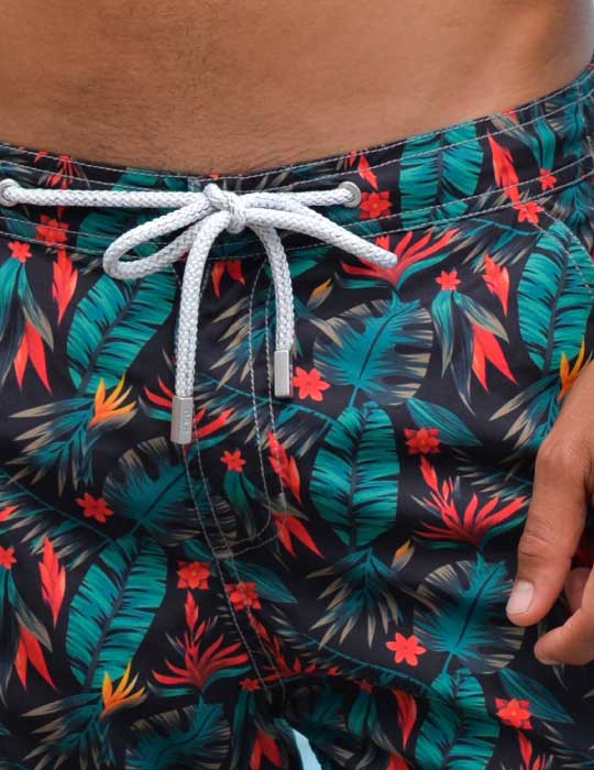 Bora Bora Tailored Swim Shorts - Tropical Foliage