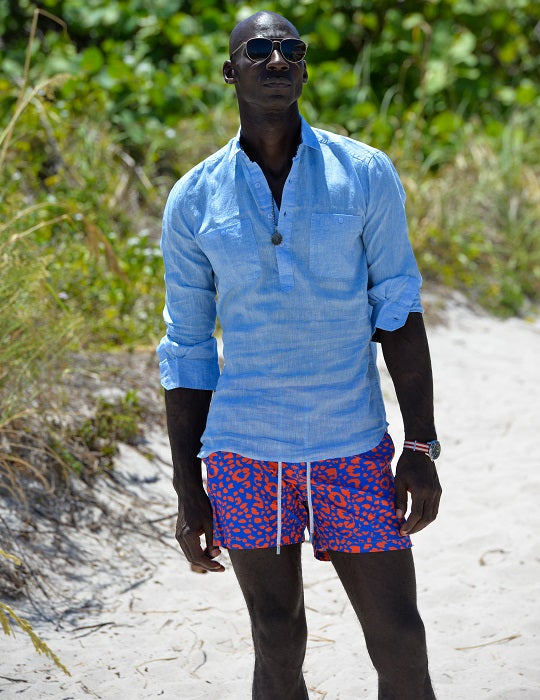 Ibiza Long Sleeve Solid Pull on Linen Shirts