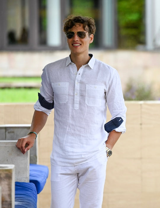 Men's Ibiza Long Sleeve Solid Pull on Linen Shirts