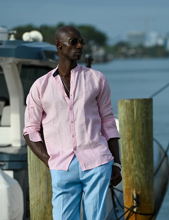 Men's Indie Long Sleeve Mandarin Collar Linen Shirts