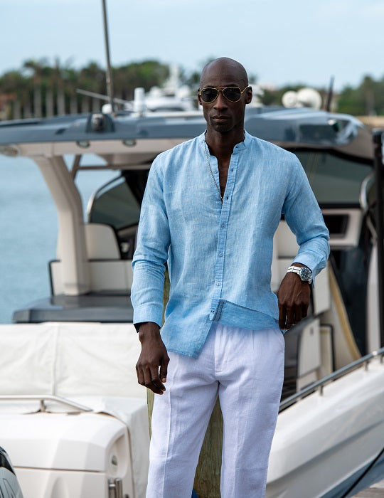 Men's Indie Long Sleeve Mandarin Collar Linen Shirts