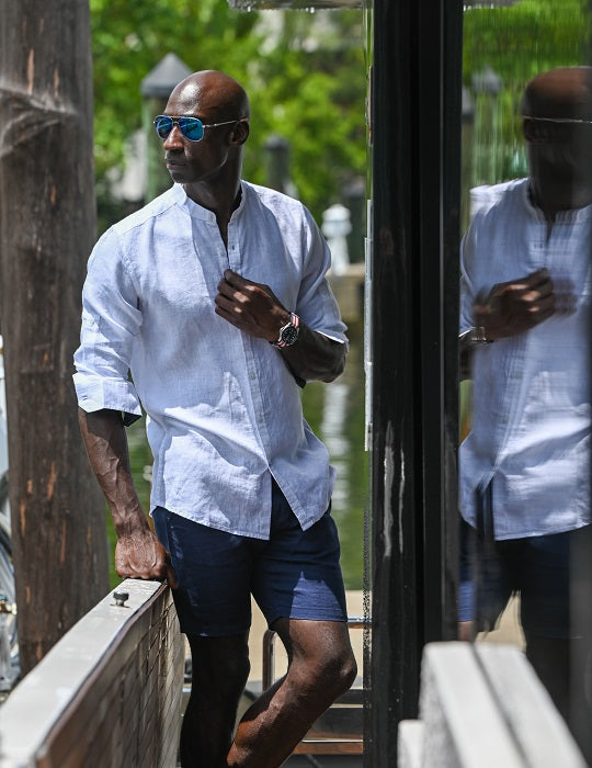 Men's Indie Long Sleeve Mandarin Collar Linen Shirts