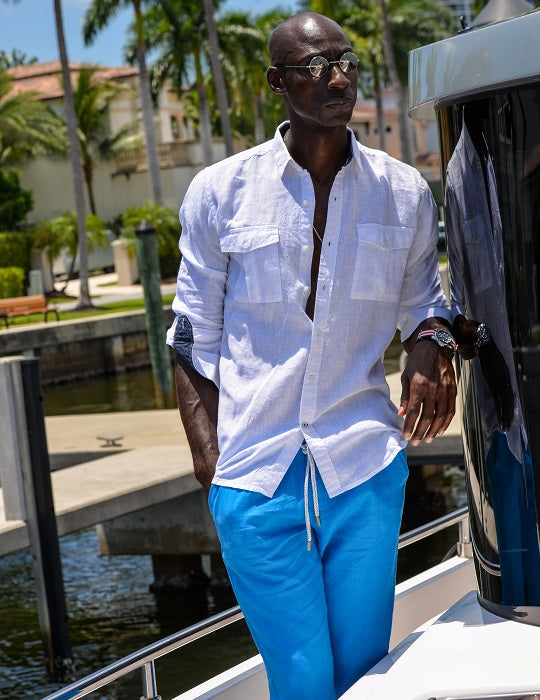 Men's Kruger Cargo Pocket Long Sleeve Linen Shirts